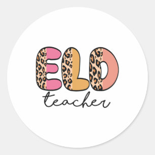 Älterer Lehrer Retro Leopard Ck Zur Schule Runder Aufkleber