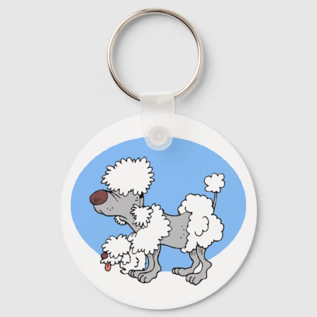 Älterer Poodle-Cartoon Schlüsselkette Schlüsselanhänger (Vorderseite)