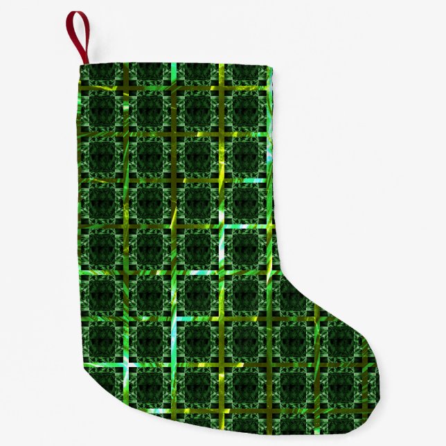 'Älteres grünes Schach', gelbgrünes oder chromes G Kleiner Weihnachtsstrumpf (Vorderseite)