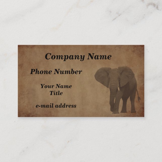 Älteres Papier - Elefant Visitenkarte (Vorderseite)