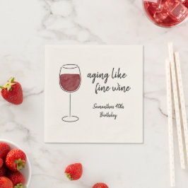 Älteres Rotes Weinglas zum Geburtstag Serviette