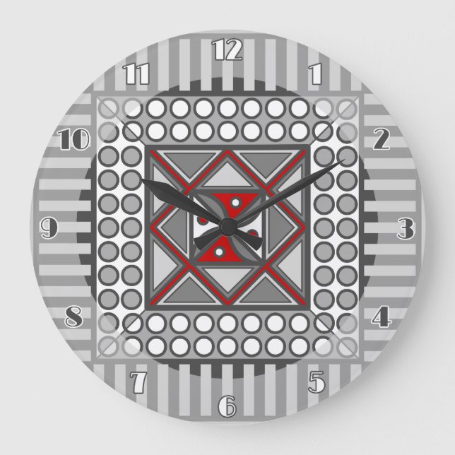 Alternating Geometric Clock Große Wanduhr (Vorderseite)
