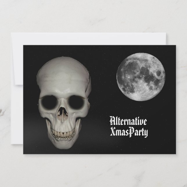 Alternative Gothic Skull Weihnachten Einladung (Vorderseite)