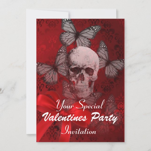 Alternative Gotische Schädelvalentine Party Einladung (Vorderseite)