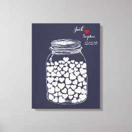 Alternative Hochzeitsgast-Buch Mason Jar Herz Leinwanddruck