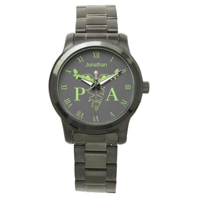 Alternative medizinische Caduceus Ärztin Assistent Armbanduhr (Vorderseite)