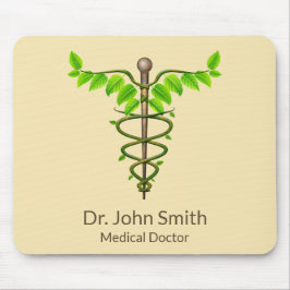 Alternative medizinische Caduceus grüne Blätter Be Mousepad