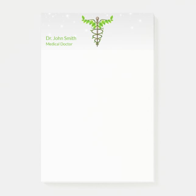Alternative medizinische Caduceus grüne Blätter We Post-it Klebezettel (Vorderseite)