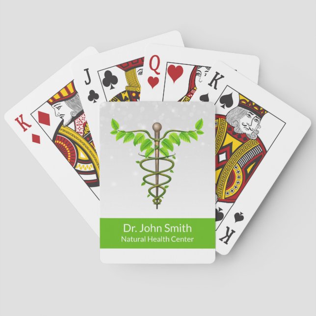 Alternative medizinische Caduceus grüne Blätter We Spielkarten (Rückseite)