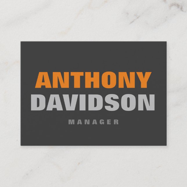 Alternative perfekte Größe Grau Orange fett Text Visitenkarte (Vorderseite)