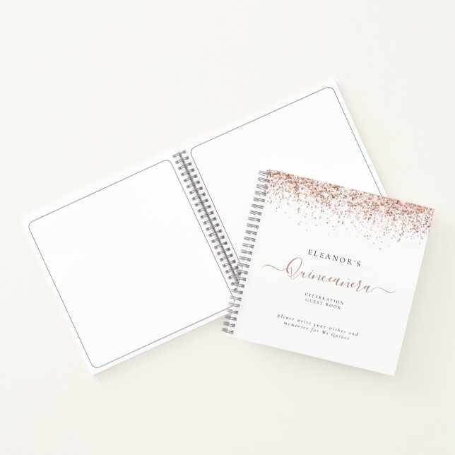Alternative Rose Gold Glitzer Quinceañera Gästebuc Notizbuch (Innenseite)