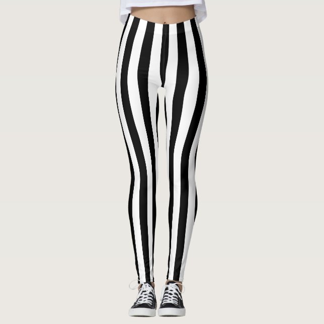 Alternative Schwarz-weiße vertikale Streifen Leggings (Vorderseite)
