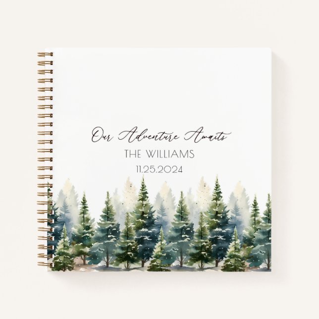 Alternative Wedding Guest Green Book Pine Trees Notizbuch (Vorderseite)