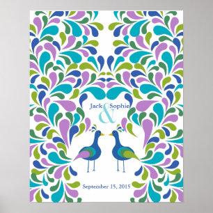 Alternatives Hochzeitsgästebuch Pfau farbenfroh Poster
