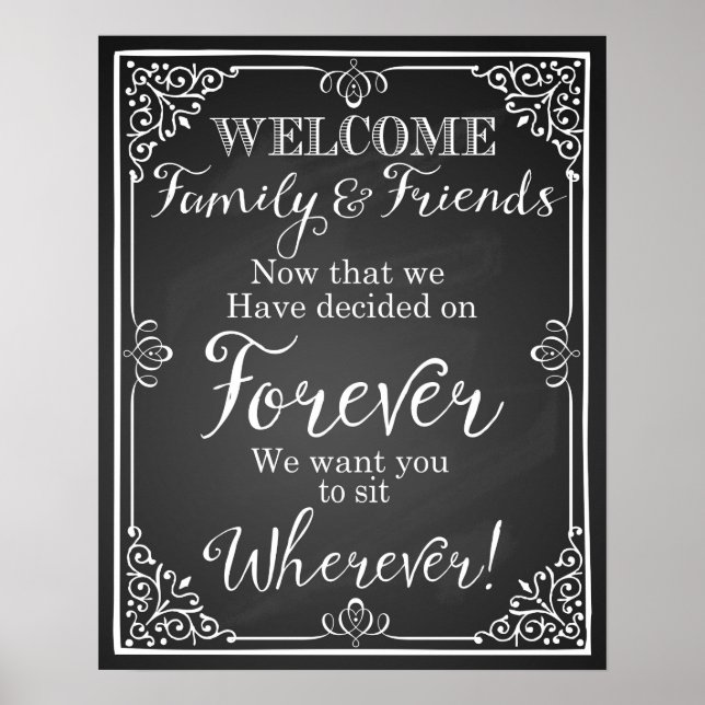 Alternatives Hochzeitssitzschild Chalkboard Poster (Vorne)