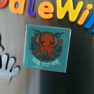 Alternatives Logo Roter Oktopus Fügen Sie Ihre Tex Magnet