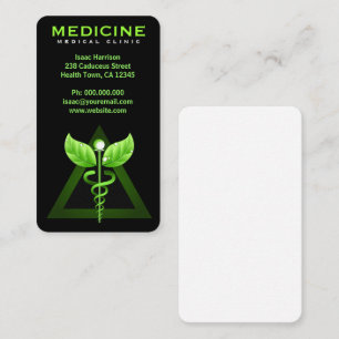 Alternativmedizin-Grüncaduceus-Schwarz-Vertikale Visitenkarte