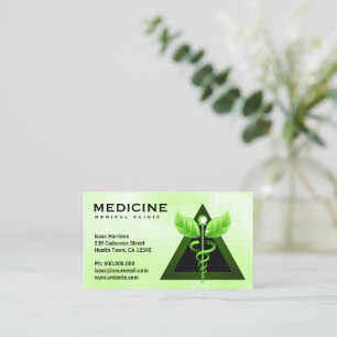Alternativmedizinhellgrüner Caduceus Bizcards Visitenkarte