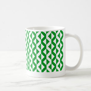 Alternierende Zickzacks - Grasgrün und Weiß Kaffeetasse