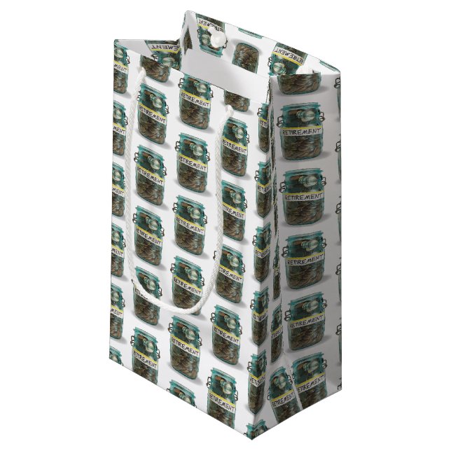 Altersgeld in Glas Kleine Geschenktüte (Vorderseite Schrägansicht)
