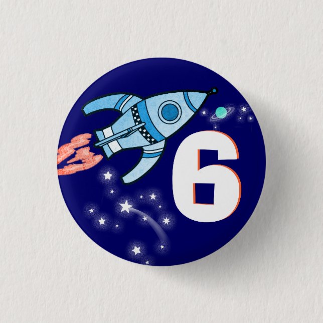 Altersknopf der blauen Jungen der Weltraumrakete Button (Vorderseite)