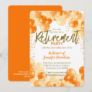 Altersruhegeld Orange Balloon Einladung