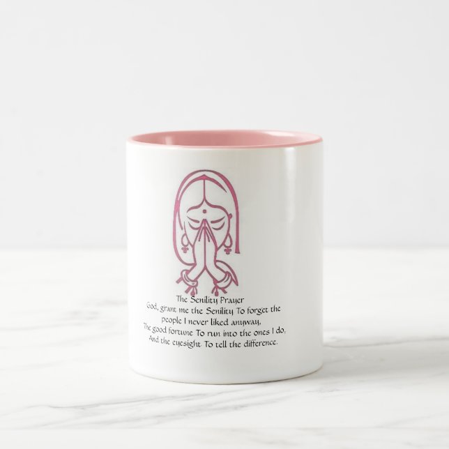 Altersschwäche-Gebets-Tasse Zweifarbige Tasse (Mittel)