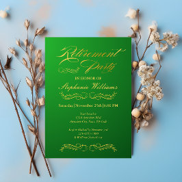 Altersvorsorge Elegante Weibliche Grün und Gold Einladung