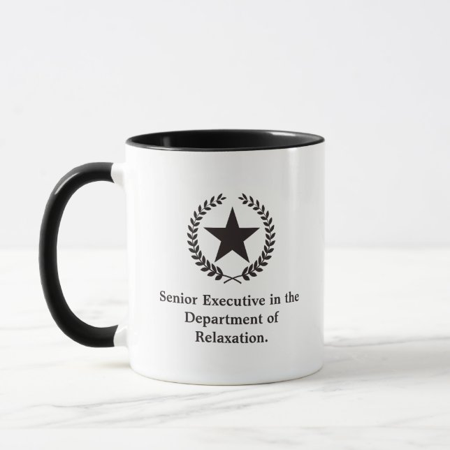Altersvorsorge: Senior Führungskraft Funny Remüde  Tasse (Links)