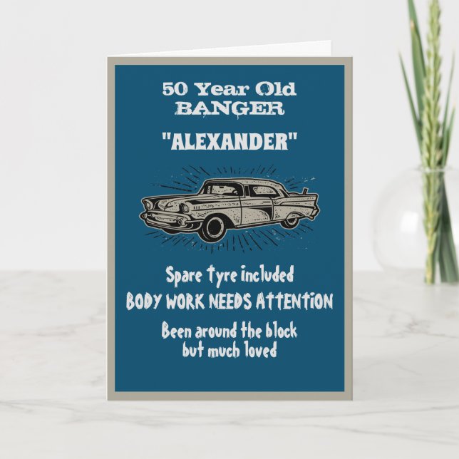 Altes 50. Geburtstag Joke Vintage Car Funny Karte (Vorderseite)