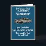 Altes 50. Geburtstag Joke Vintage Car Funny Karte<br><div class="desc">Machen Sie diesen 50. Geburtstag mit dieser Vintagen Retro-Karte zum besonderen Erlebnis. Der verwendete Spaß ist etwas,  auf das wir uns alle beziehen können. Passen Sie den Text dieser Geburtstagskarte einfach mit der bereitgestellten Vorlage an.</div>