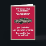 Altes 50. Geburtstag Joke Vintage Car Funny Karte<br><div class="desc">Machen Sie diesen 50. Geburtstag mit dieser Vintagen Retro-Karte zum besonderen Erlebnis. Der verwendete Spaß ist etwas,  auf das wir uns alle beziehen können. Passen Sie den Text dieser Geburtstagskarte einfach mit der bereitgestellten Vorlage an.</div>