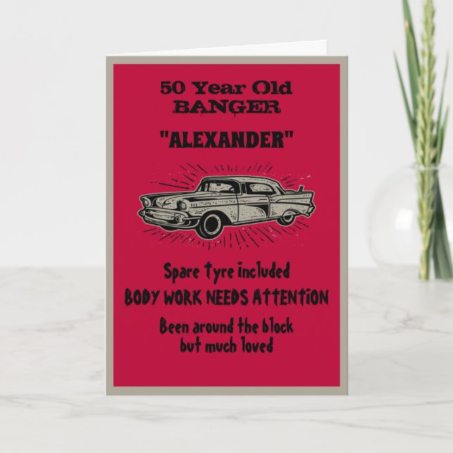 Altes 50. Geburtstag Joke Vintage Car Funny Karte (Vorderseite)