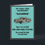 Altes 50. Geburtstag Joke Vintage Car Funny Karte<br><div class="desc">Machen Sie diesen 50. Geburtstag mit dieser Vintagen Retro-Karte zum besonderen Erlebnis. Der verwendete Spaß ist etwas,  auf das wir uns alle beziehen können. Passen Sie den Text dieser Geburtstagskarte einfach mit der bereitgestellten Vorlage an.</div>