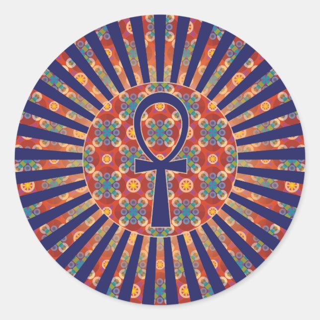 Altes Ägypten: Ankh Cross Runder Aufkleber (Vorderseite)