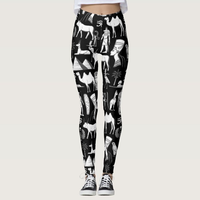 Altes Ägypten Hieroglyphisches Symbol Muster Leggings (Vorderseite)