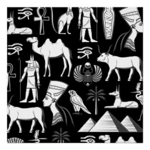 Altes Ägypten Hieroglyphisches Symbol Muster Poster