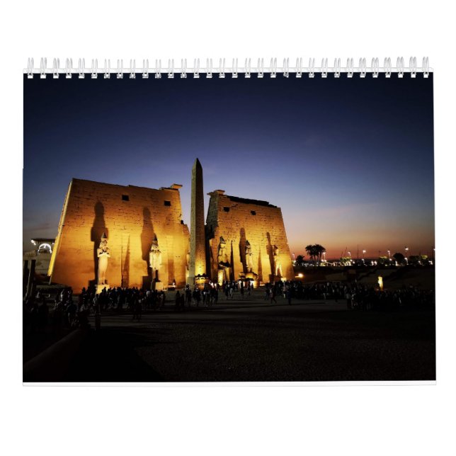 Altes Ägypten mit Pyramiden, Sphinx-Tempel Kalender (Rückseite)
