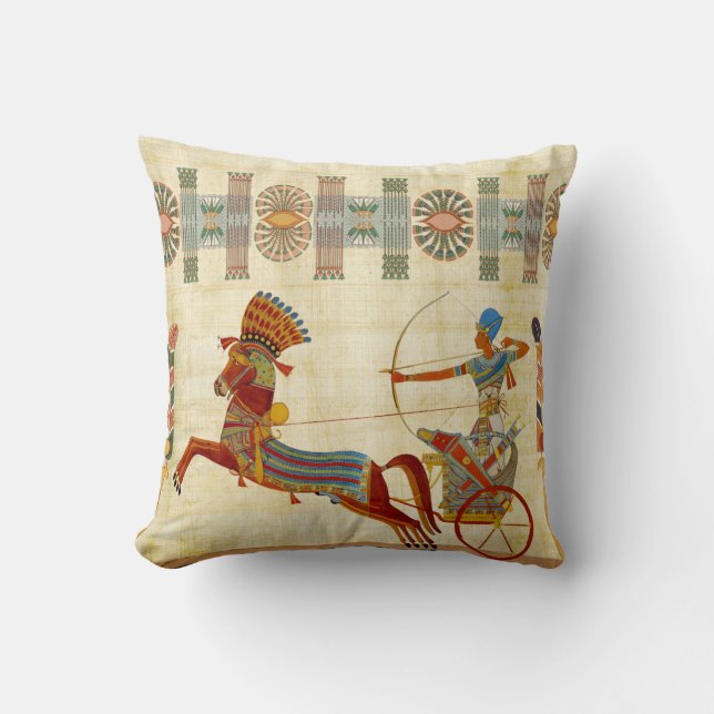 Altes Ägypten Pharaoh Ramesses II Pferde Papyrus Kissen (Vorderseite)