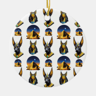 Altes Ägypten Pyramide Anubis Muster Design Keramik Ornament