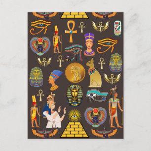 Altes ägyptisches Hieroglyphenmuster-Symbol Postkarte