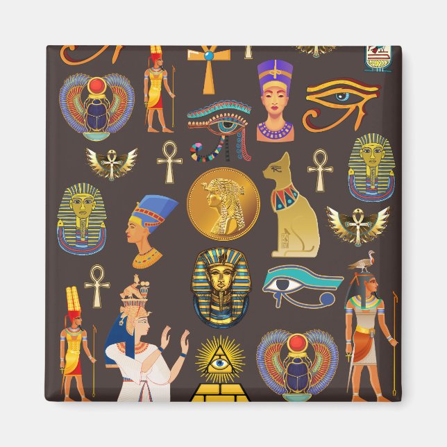 Altes ägyptisches Hieroglyphisches Muster Magnet (Vorne)