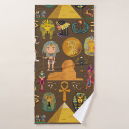 Altes ägyptisches Hieroglyphisches Muster-Symbol Badehandtuch