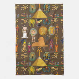 Altes ägyptisches Hieroglyphisches Muster-Symbol Geschirrtuch
