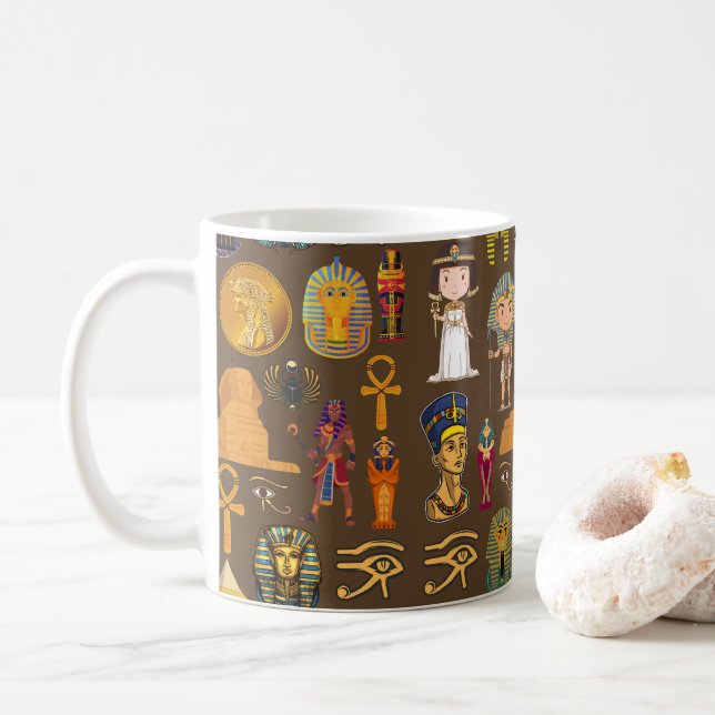 Altes ägyptisches Hieroglyphisches Muster-Symbol Kaffeetasse (Mit Donut)
