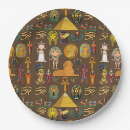 Altes ägyptisches Hieroglyphisches Muster-Symbol Pappteller