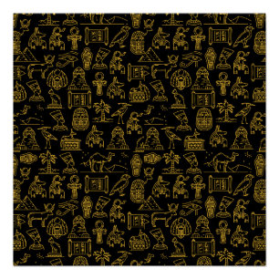 Altes ägyptisches Hieroglyphisches Symbolmuster Poster