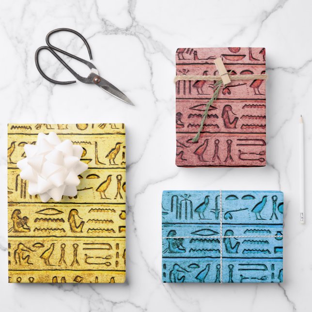 Altes ägyptisches Hieroglyphs Wrapping Paper Set Geschenkpapier Set (Vorderseite)