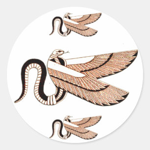 Altes ägyptisches Winged-Serpent-Symbol Runder Aufkleber