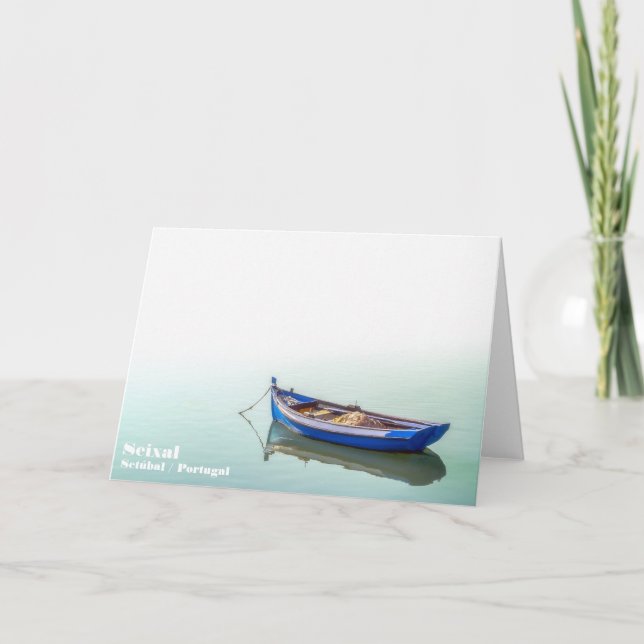 Altes Aiola Boot. Kleines Ruderboot in Seixal Bay. Dankeskarte (Vorderseite)